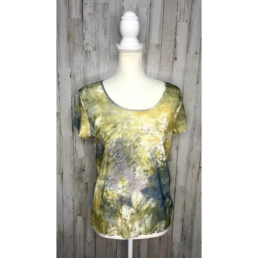 Josephine Chaus‎ Sport Women's Floral Print Short Sleeve T-Shirt Size Medium